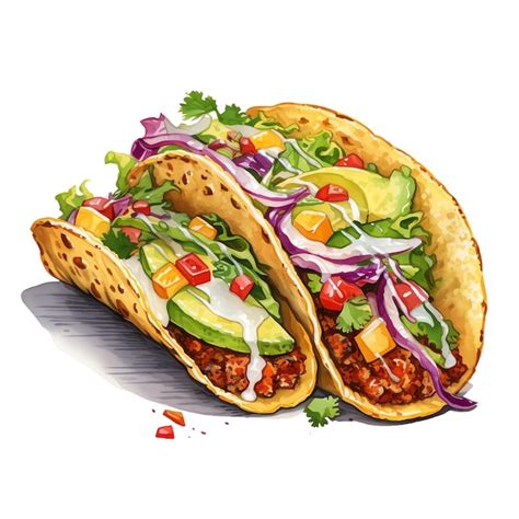 Premium AI Image | taco street food watercolor illustration