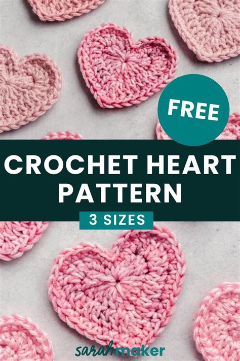 Free Crochet Heart Pattern 3 Sizes Corazones A Crochet Patrones Manualidades Patrones