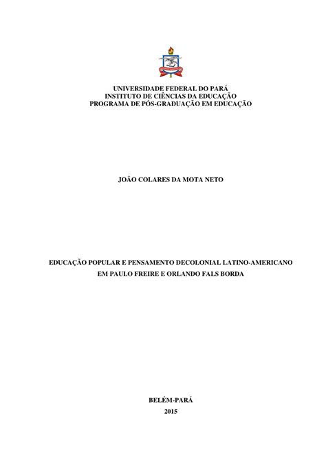 PDF Por uma pedagogia decolonial na América Latina reflexões em torno do pensamento de Paulo