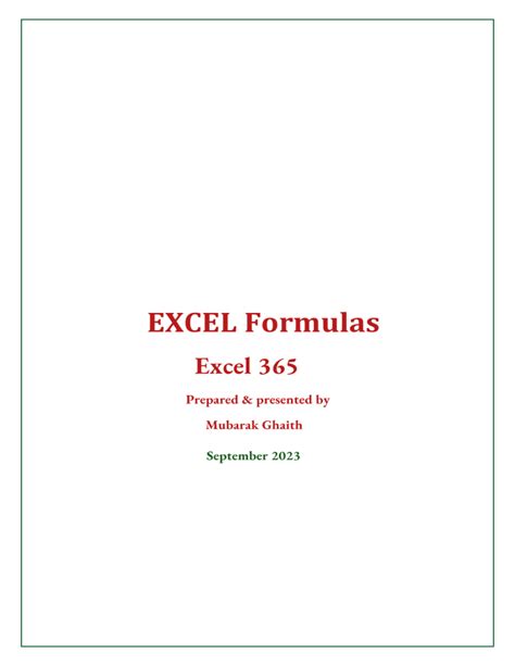 Excel 365 formulas