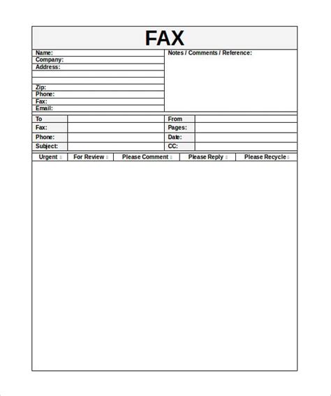 Fax Format Template 