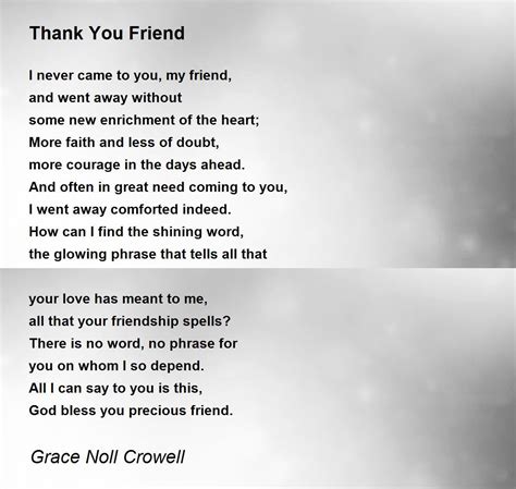 Thank You Friend Poem By Grace Noll Crowell Poem Hunter