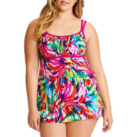 Womens Plus Size Double Strap Sporty Swimdress