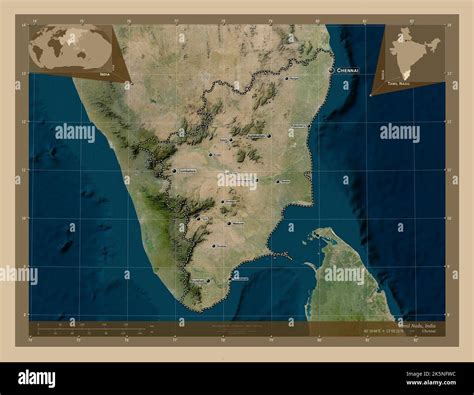 Tamil Nadu State Of India Low Resolution Satellite Map Locations And