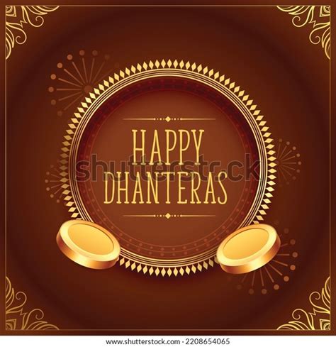 Happy Dhanteras Traditional Background Gold Coin Stock Vector (Royalty Free) 2208654065 ...