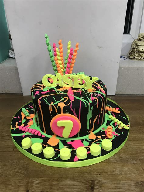 Neon Splash Glow In The Dark Cake Neon Birthday Cakes Cake Designs Birthday Neon Birthday