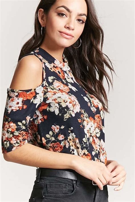 Forever 21 Open Shoulder Floral Top Floral Tops Fashion Tops