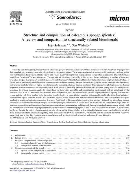 (PDF) Structure and composition of calcareous sponge spicules - DOKUMEN.TIPS