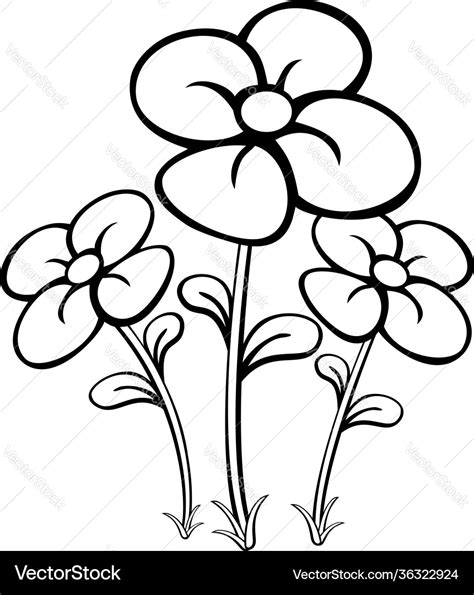 Colorful Cartoon Flowers For Coloring Book Vector Image