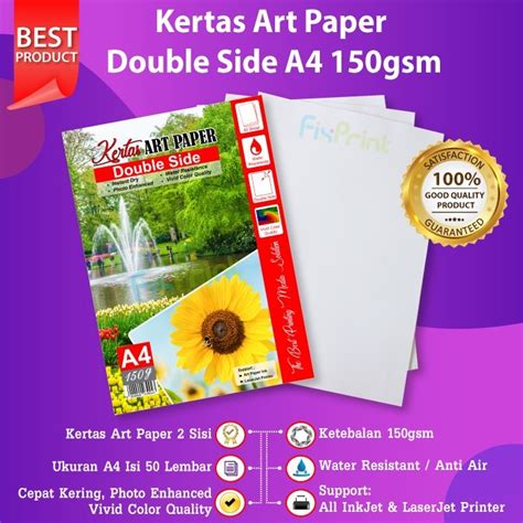 Jual 50 Sheets Kertas Photo Art Paper A4 120gsm 120 Gsm Print Double