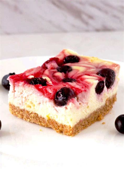 Berry Swirl Cheesecake Bars Recipe Lemon Blossoms