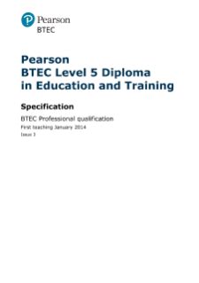 Btec Professional Education And Training L Pearson Qualifications