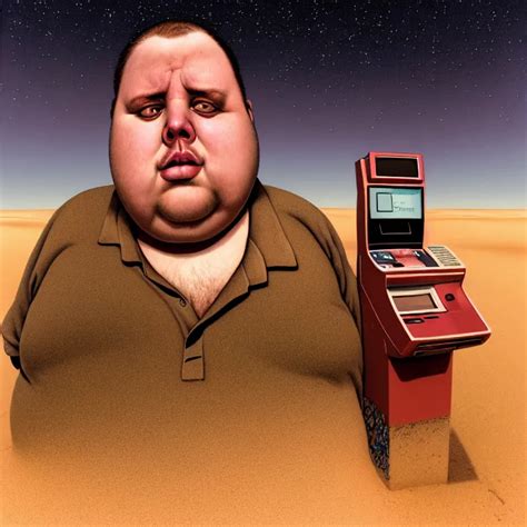 Hyperrealistic Mixed Media Portrait Of A Moridly Obese Stable