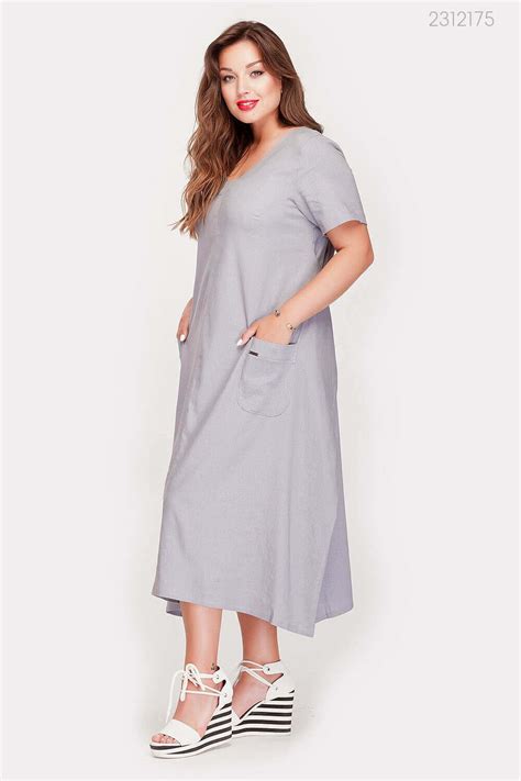 Купить Серое летнее платье Огаста | в интернет-магазине PEONY.ua