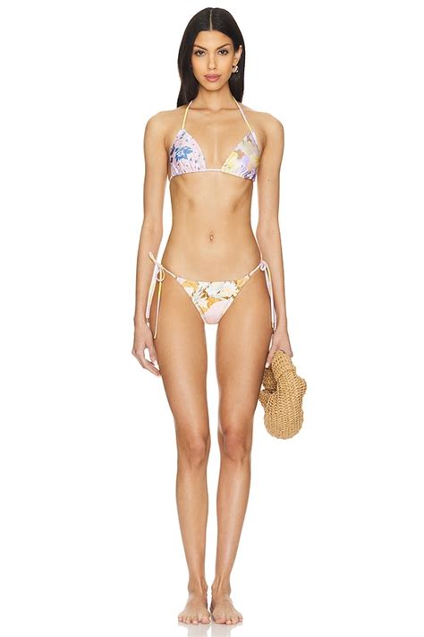 Zimmermann Pop Mini Triangle Bikini In Spliced Revolve