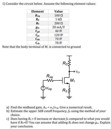 Solved 1 Consider The Circuit Below Assume The Following