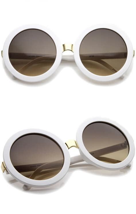 Womens Retro Bold Oversized Jackie O Round Sunglasses 56mm