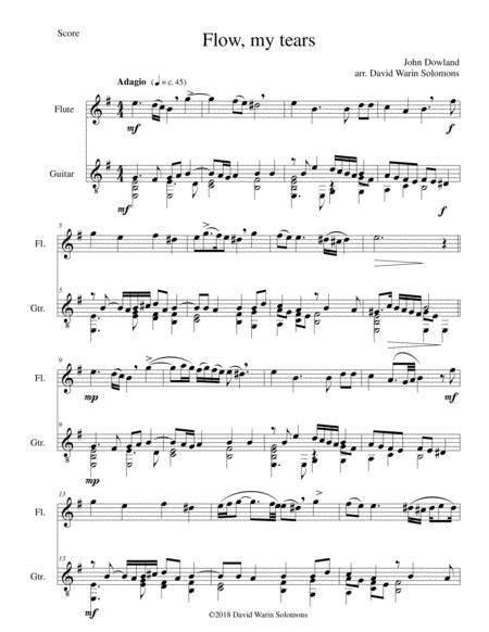 Flow My Tears For Flute And Guitar With Divisions Arr David Warin