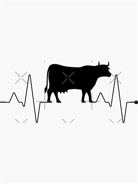 EKG I Love Cow Sticker For Sale By Cartoonice Redbubble