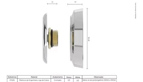 Plug De Latão C Canopla Cromada Rosca 1 2 Blukit Mebuscar Brasil