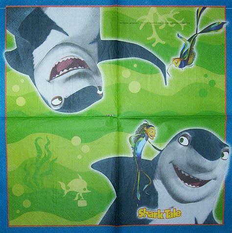 1956 Shark Tale Große Haie kleine Fische Serviette susipuppis