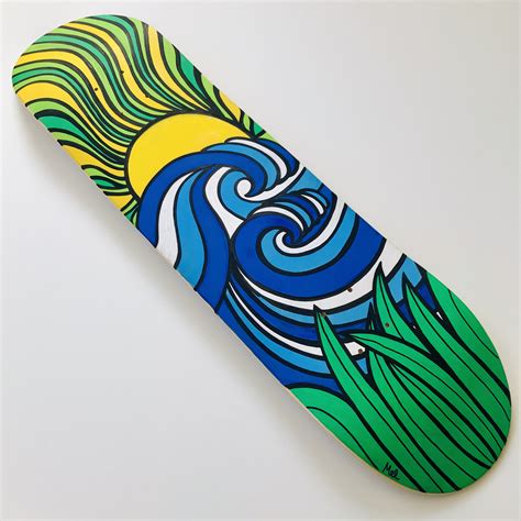 Hand Painted Skateboard Skate Deck Original Art Acrylic Surf Art