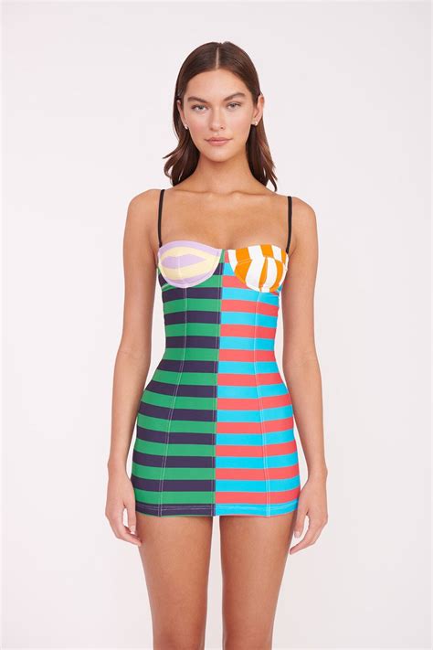 Staud Maeve Swim Dress Cabana Stripe Multi