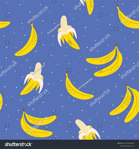 Seamless Pattern Bananas Dots On Blue Stock Vector Royalty Free