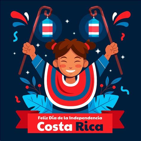 Premium Vector Flat Illustration For Costa Rica Independence Day