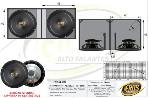 Caixa Alto Falante Eros SDS 2 4k 2 7k 3k3 15 E 18 Polegadas