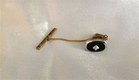 Vintage Anson Silver Black Onyx / Diamond Tie Tack | Black onyx, Onyx ...