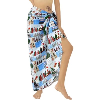 Happy Bay Women S Beachwear Beach Santa Bikini Coverups Wrap Swimwear Pareo Wraps Christmas Tree
