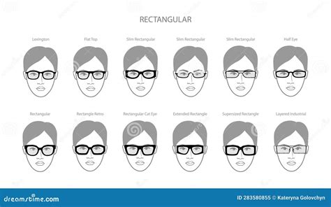 Set Of Rectangular Frame Glasses On Women Face Character Fashion