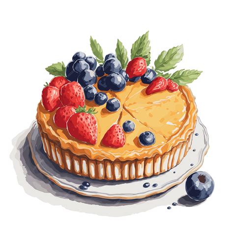 Premium Vector Watercolor Vector Neenish Tart Pastry Clipart Editable