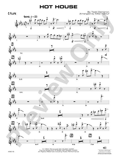 Hot House Flute Flute Part Digital Sheet Music Download