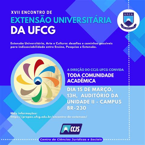 Xvii Encontro De Extens O Universit Ria Da Ufcg No Ccjs Ufcg