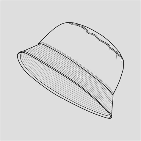 bucket hat outline drawing vector, bucket hat in a sketch style, trainers template outline ...