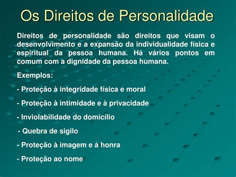 PPT Direitos da Personalidade análise à luz da teoria dos direitos