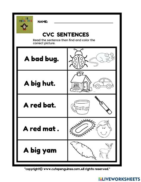 Cvc Words Sentences Worksheet Live Worksheets 50 Off