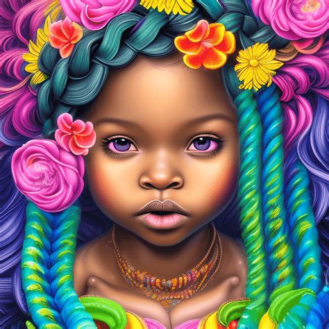 Intricately Beautiful Dark Skin Baby Girl Hiding · Creative Fabrica