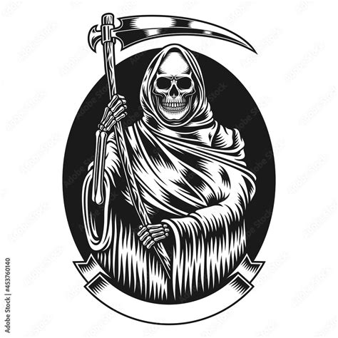 Grim Reaper With Scythe Vector Graphic Stock Vector Adobe Stock