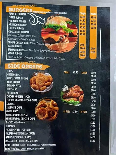 Menu At Rainbow Kebab Fast Food Swanage