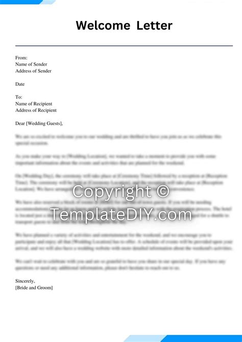 Welcome Letter For Wedding Sample with Examples [Word]