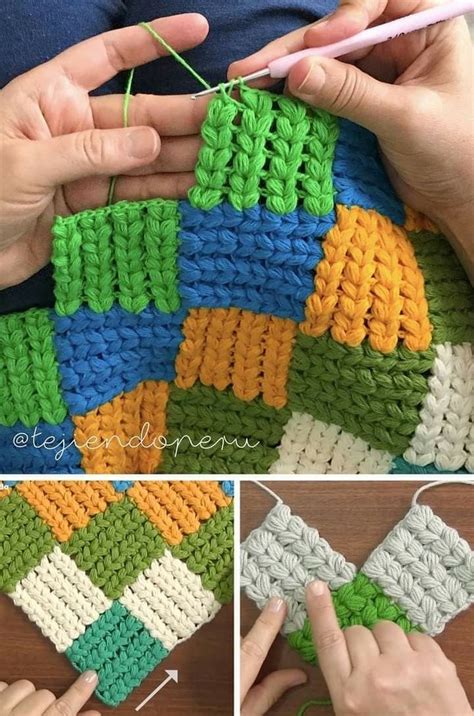 Crochet Puff Braid Entrelac Blanket Free Pattern Beautiful Skills