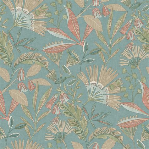 Grandeco Matisse Tropical Blue Wallpaper A