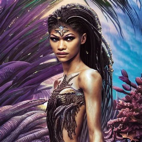 Dramatic Upper Body Portrait Of Zendaya As A Dark Stable Diffusion