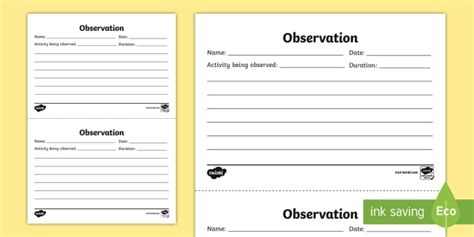 Eyfs Infants Observation Template Teacher Made