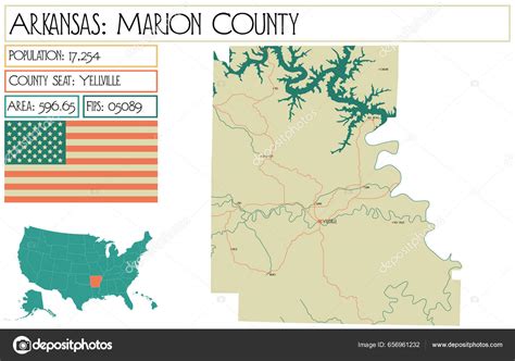 Large Detailed Map Marion County Arkansas Usa Stock Vector by ...