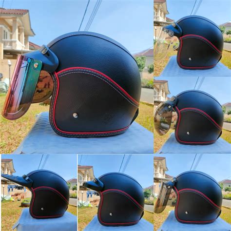 Jual Helm Bogo Kulit Full Leher Retro Dewasa ZZZ SNI Pria Dan Wanita