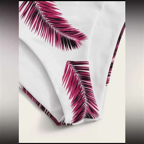 SHEIN Swim Leaf Print Laceup Back Bikini Set Strappy Bra And Panty Bikini Poshmark